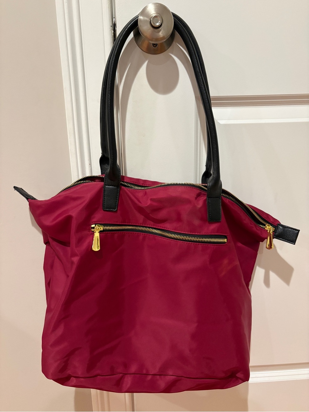 Old Navy Berry Tote with Black Handles